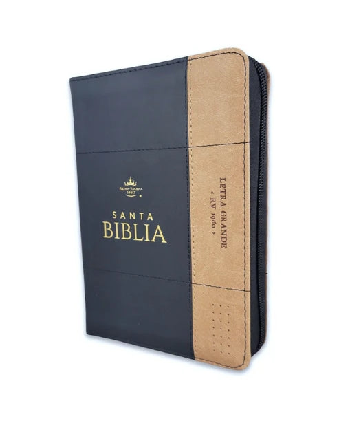 Biblia Tamaño Portatil RV 1960 Con Cierre e Indice (bicolor negro y café)