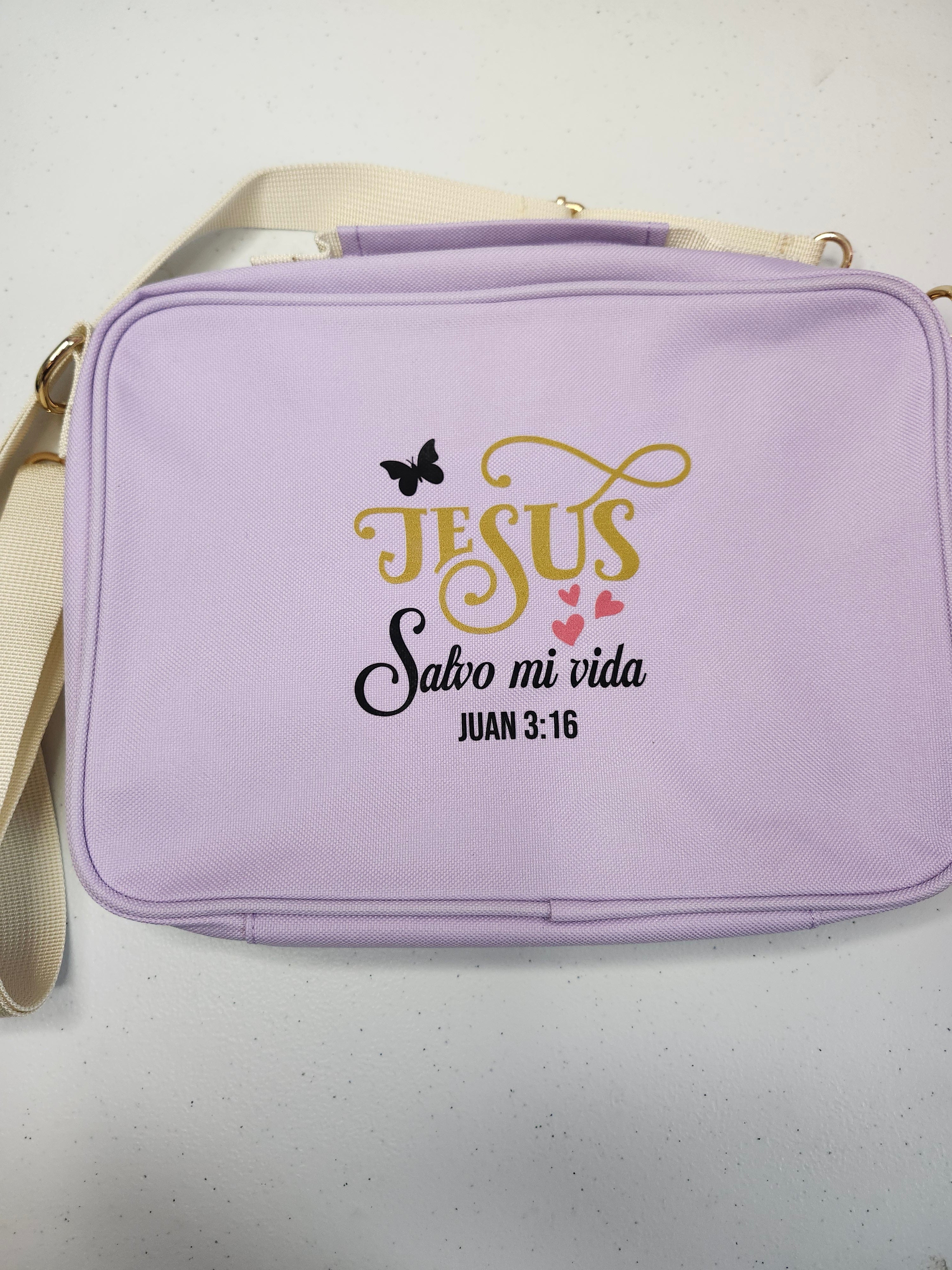 Funda para Biblia personalizada tipo cartera|Color Violeta| Tamaño Mediano