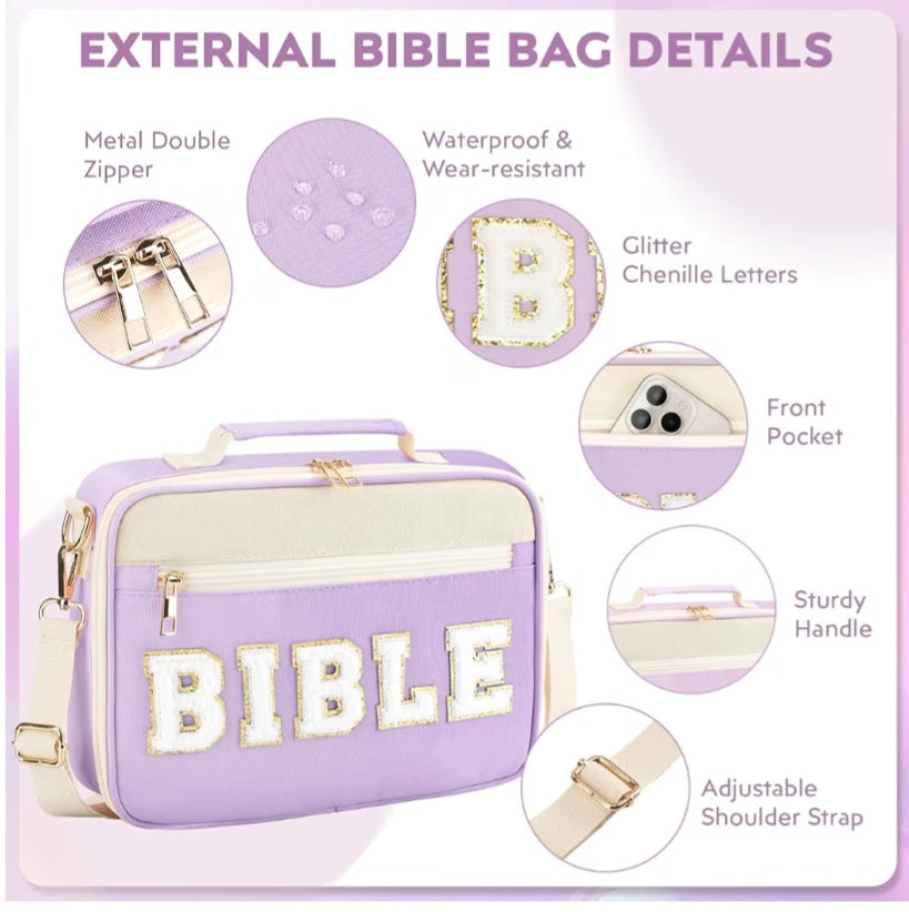 Funda para Biblia personalizada tipo cartera|Color Violeta| Tamaño Mediano