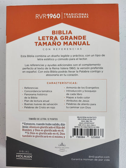 Biblia RVR 1960 Letra Grande, Tamaño Manual | Edición Especial, Verde, Simil Piel