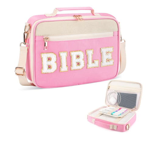 Funda para Biblia personalizada tipo cartera|Color Rosa| Tamaño Mediano